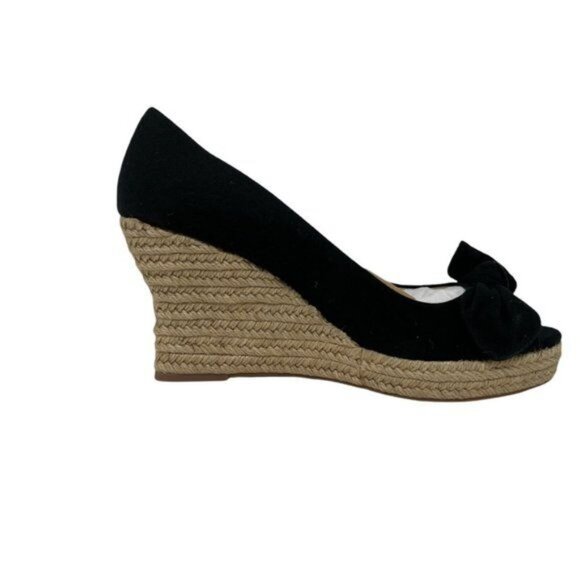 Tory Burch Black Platform Espadrille Wedges 11M NEW - Picture 5 of 8